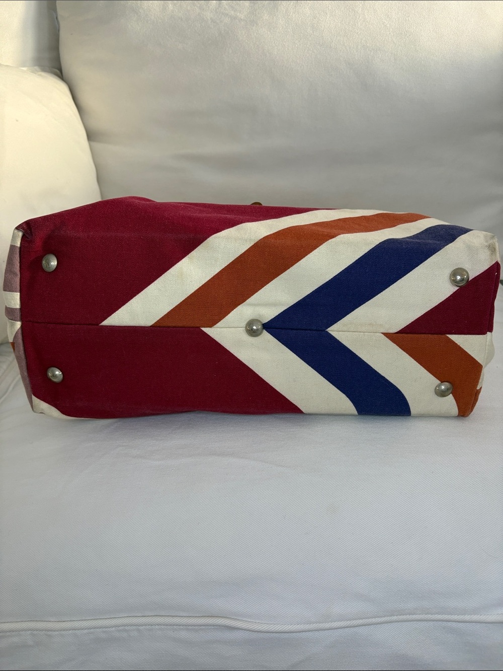 Canvas Bamboo-Handle Tote Bag in Magenta and Multi-Color - Picture 6 of 6
